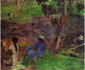 ポール・ゴーギャン Painting - 池にて ポスト印象派 原始主義 ポール・ゴーギャン